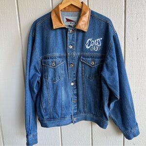 Vintage 90s NFL Indianapolis Colts Jean Jacket Embroidered Leather Pro Elite M